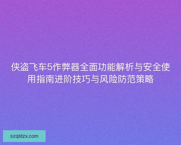侠盗飞车5作弊器全面功能解析与安全使用指南进阶技巧与风险防范策略